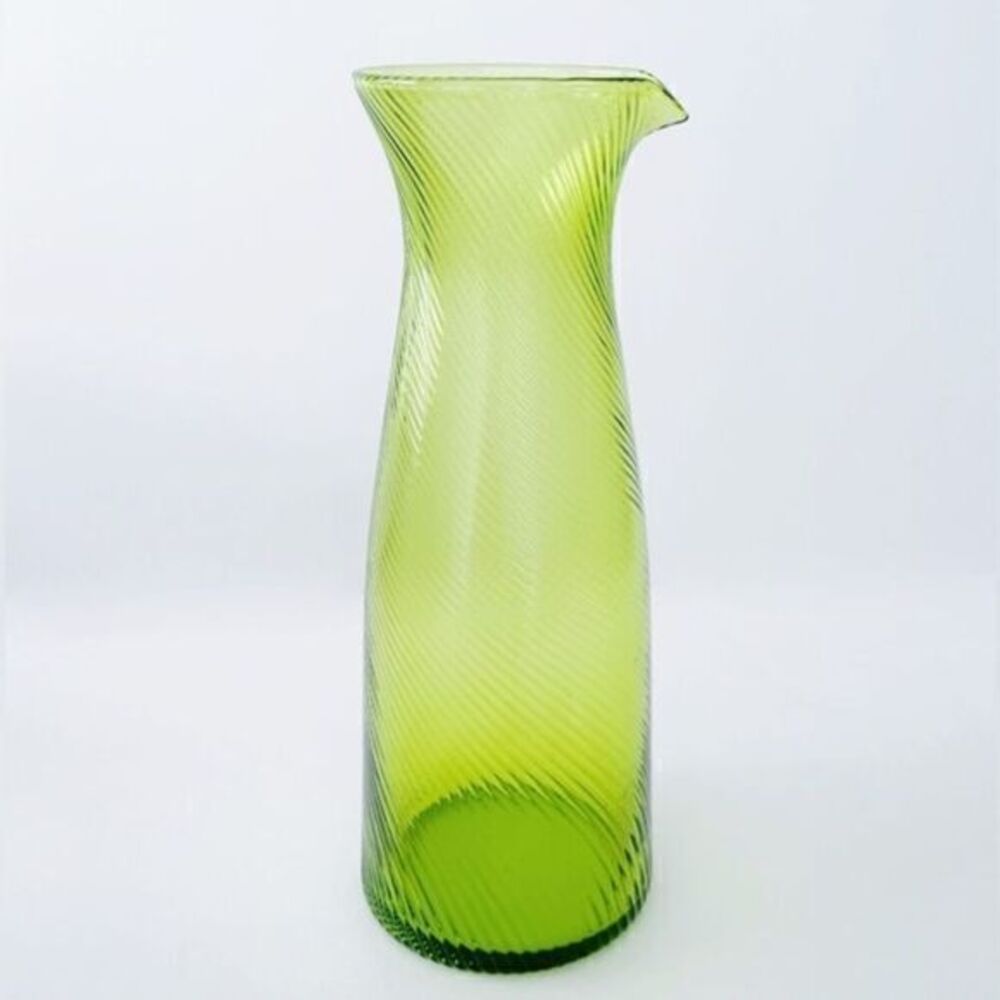 MCM Green Spiral Glass Pitcher​